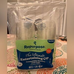 NWT Repurpose The Ultimate Entertaining Cup - Clear Stemless Wine Cups - 40 cups